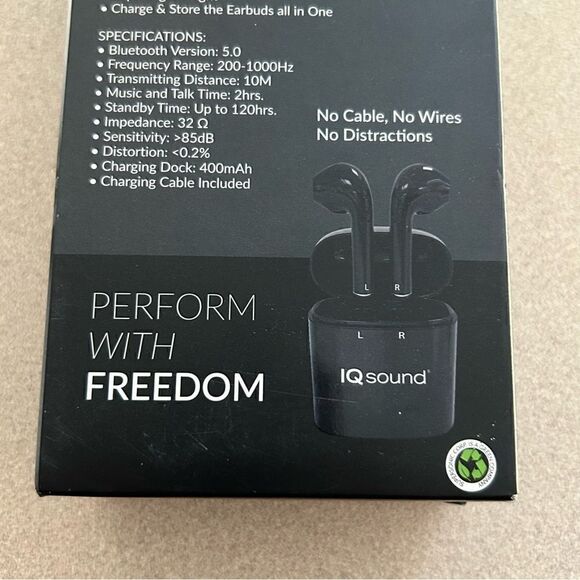 New, IQ Sound True Wireless Earbuds  w/Charging Case - Picture 5 of 7